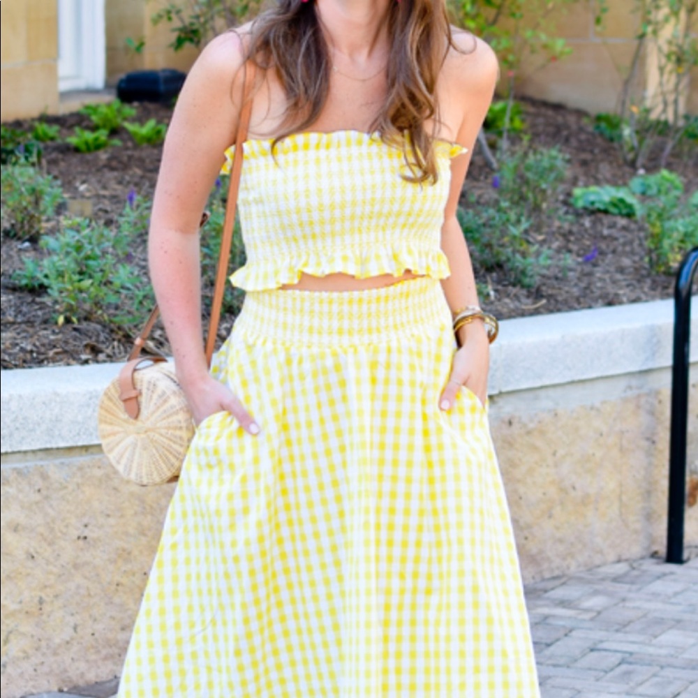 Goodnight Macaroon Gingham two-piece skirt set
